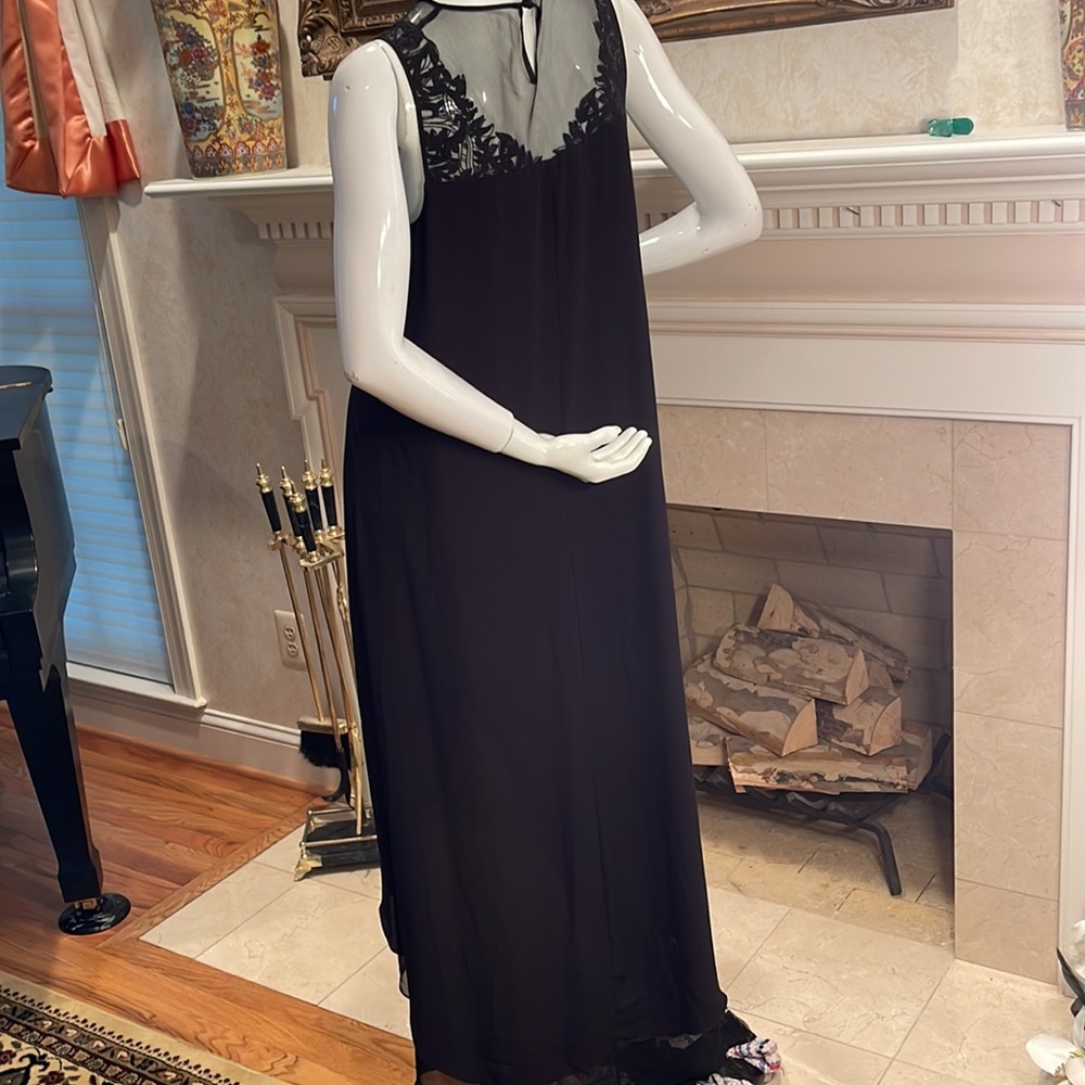 BCBG Max Azria SEXY black chiffon dress with lace - Picture 4 of 8